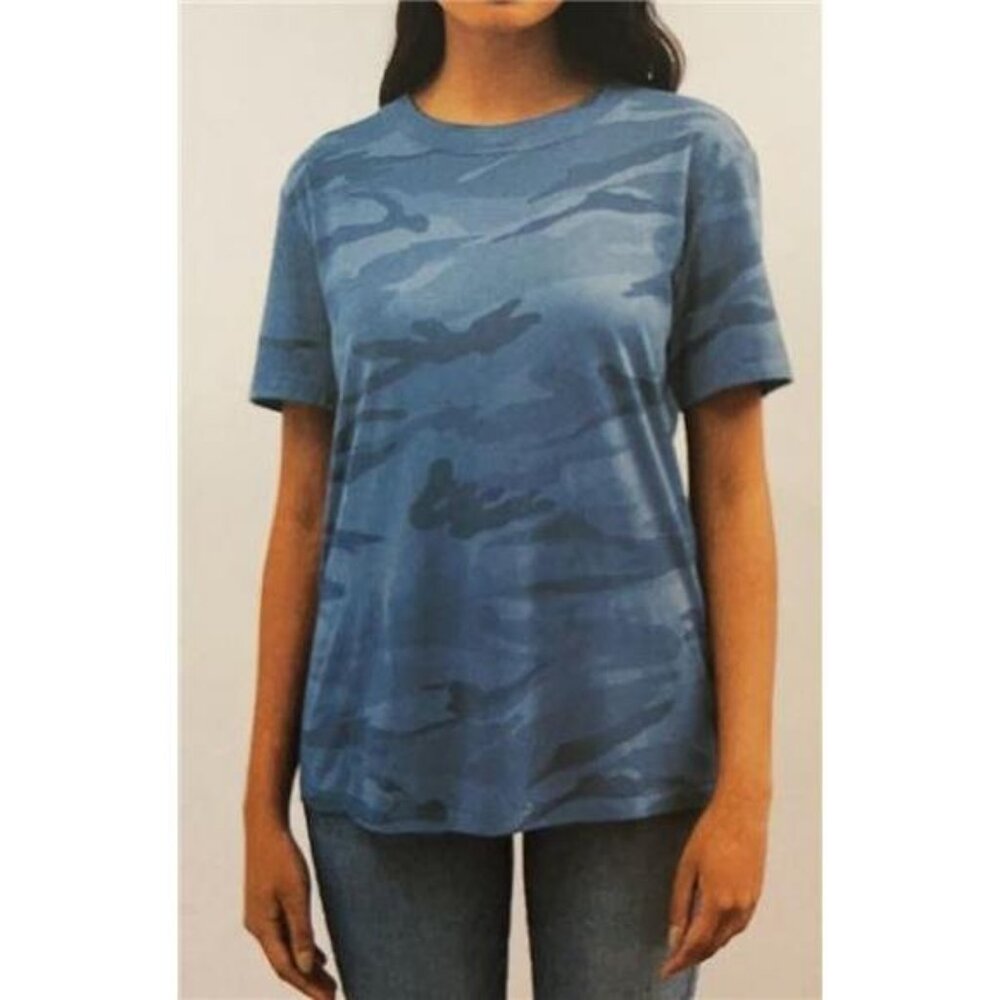 SPLENDID Women's Short Sleeve Shirt (Indigo Camo, Medium)